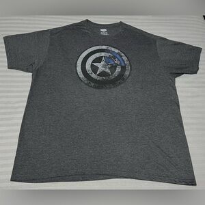 Marvel Captain America Shirt Men’s 2XL XXL Gray Short Sleeve Graphic Tee